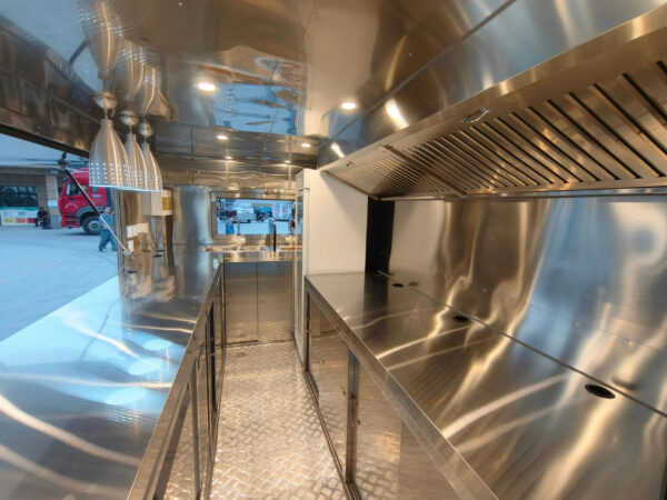 BBQ trailer interior with custom storage built by Luxe Custom Co.