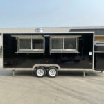 Right-side exterior of a square-body bar trailer with custom wrap, crafted by Luxe Custom Co.
