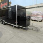 Right-side exterior of a mobile food trailer with custom design, crafted by Luxe Custom Co for food trailers for sale near me.