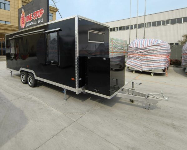 Right-side exterior of a mobile food trailer with custom design, crafted by Luxe Custom Co for food trailers for sale near me.