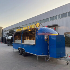 Front exterior of a custom concession trailer for versatile cooking, crafted by Luxe Custom Co for food trailers for sale near me.