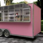 Vibrant exterior of a custom ice cream concession trailer with branded wrap, built by Luxe Custom Co food trailer builders.