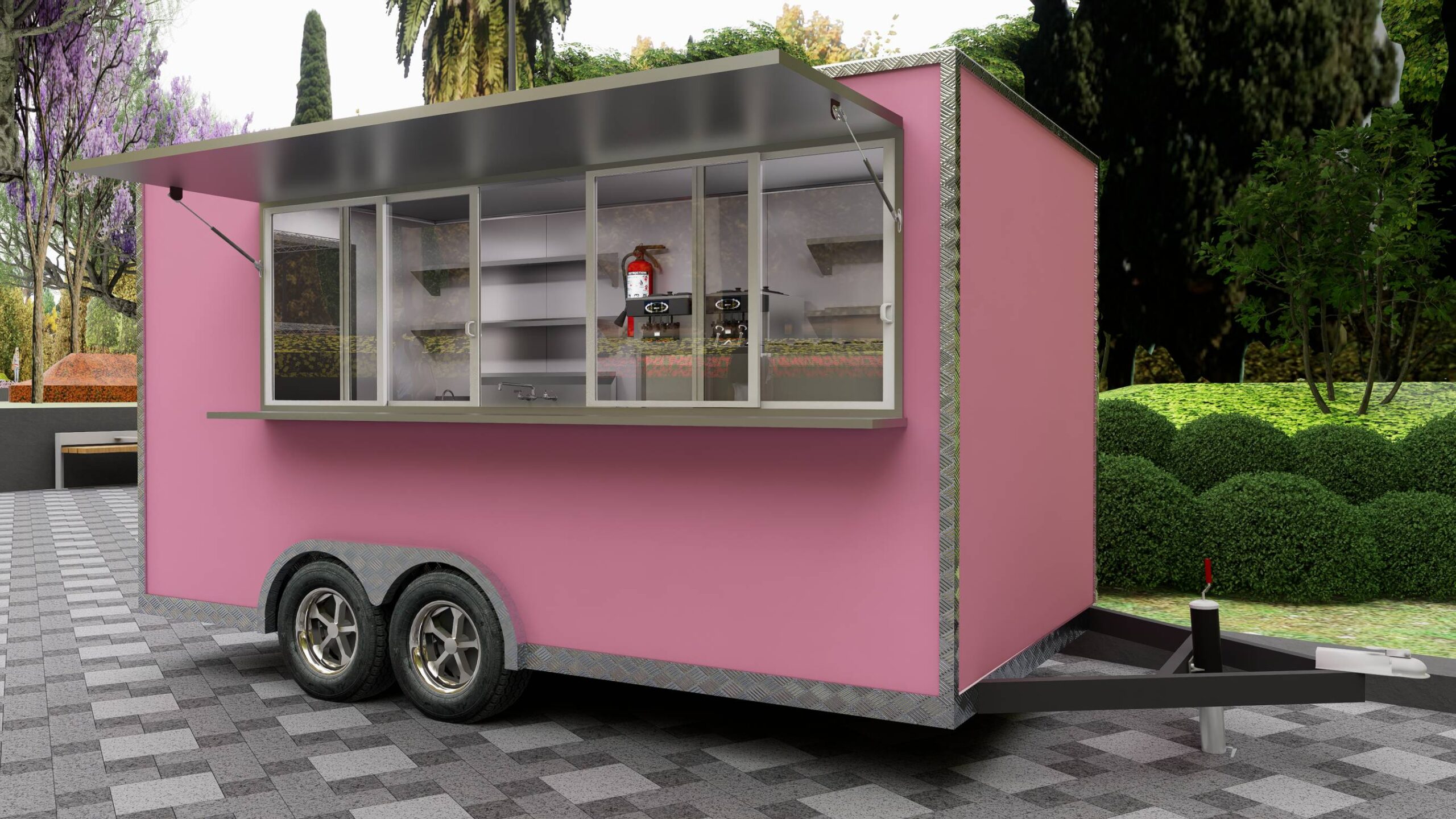 Vibrant exterior of a custom ice cream concession trailer with branded wrap, built by Luxe Custom Co food trailer builders.