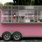 Front exterior of a custom food trailer with open serving window for ice cream, built by Luxe Custom Co for buy food trailer needs.