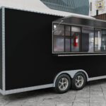 Exterior of a custom food trailer with modern design, crafted by Luxe Custom Co food trailer builders for bar operations.